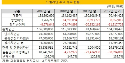 드림라인 재무제표