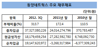 동양네트웍스 재무제표