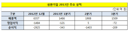 삼환기업 2013 주요실적