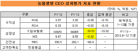 농협생명 CEO 성과평가