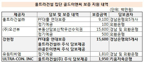 골드이엔씨 보증 지원 내역