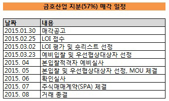 금호산업 매각일정