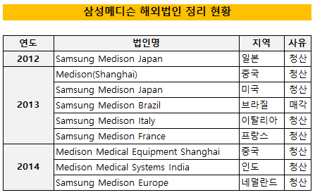 삼성메디슨 해외법인 정리 현황