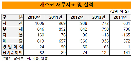 캐스코 재무지표 및 실적