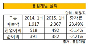 동원개발 실적