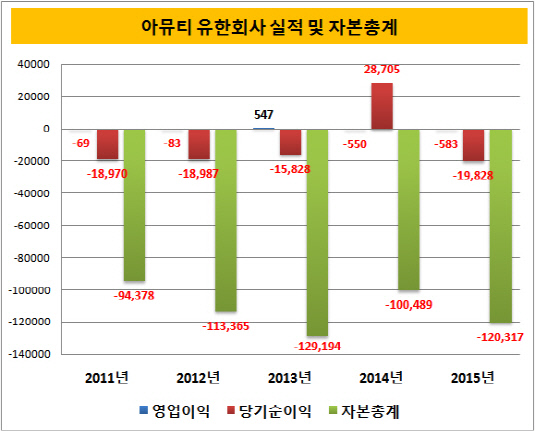 아뮤티 유한회사 실적 및 자본총계