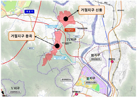 대전 거점지구 둔곡 위치도