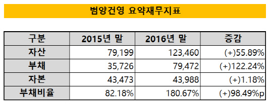 범양건영 요약재무지표