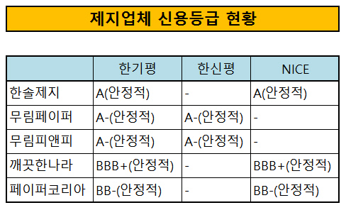 제지업체 신용등급 현황