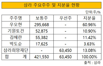 삼라 주요주주 및 지분율 현황